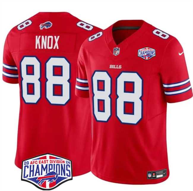 Men%27s Buffalo Bills #88 Dawson Knox Red F.U.S.E. 2024 AFC East Division Champions Vapor Limited Stitched Jersey